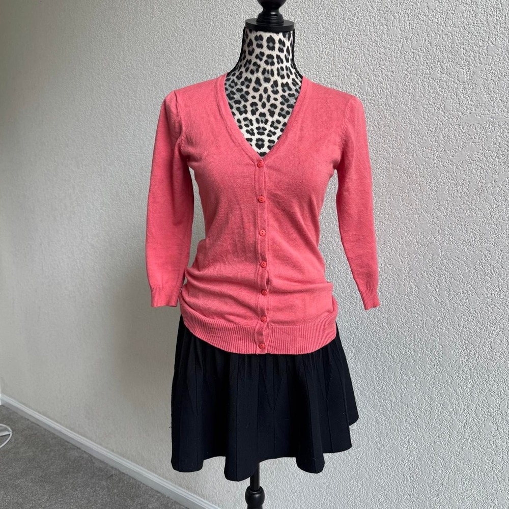 Downeast Pink button up cardigan 3/4 sleeves